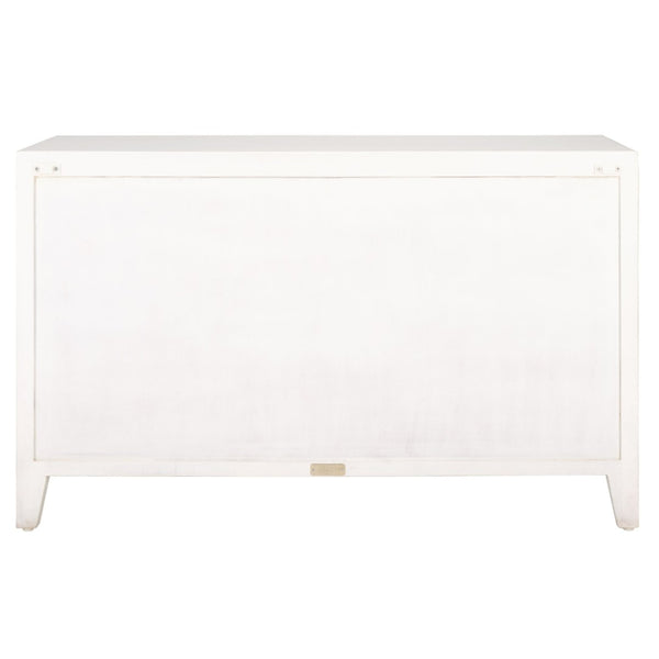 Safavieh Raelie Artisan-Designed 2-Shelf Media Stand With White Wash Finish And Elegant Cut-Out Facade MED5301A
