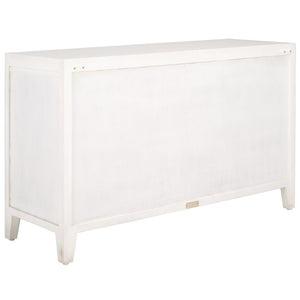 Safavieh Raelie Artisan-Designed 2-Shelf Media Stand With White Wash Finish And Elegant Cut-Out Facade MED5301A