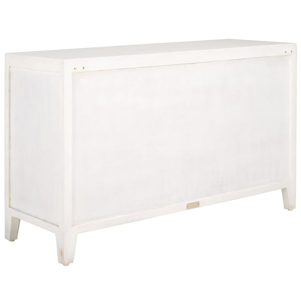 Safavieh Raelie Artisan-Designed 2-Shelf Media Stand With White Wash Finish And Elegant Cut-Out Facade MED5301A