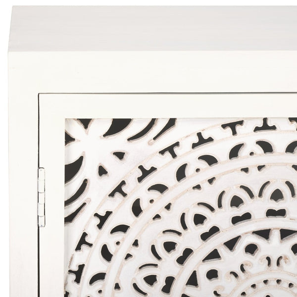 Safavieh Raelie Artisan-Designed 2-Shelf Media Stand With White Wash Finish And Elegant Cut-Out Facade MED5301A