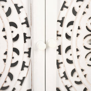 Safavieh Raelie Artisan-Designed 2-Shelf Media Stand With White Wash Finish And Elegant Cut-Out Facade MED5301A