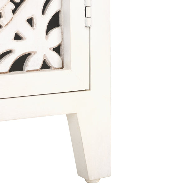Safavieh Raelie Artisan-Designed 2-Shelf Media Stand With White Wash Finish And Elegant Cut-Out Facade MED5301A