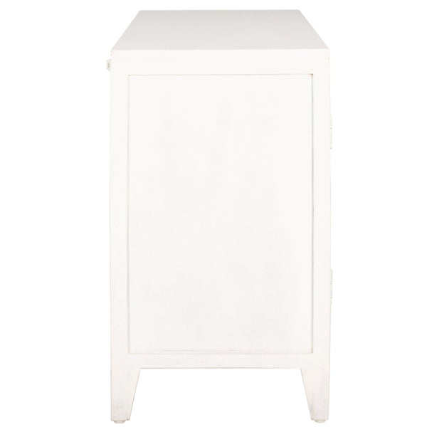 Safavieh Raelie Artisan-Designed 2-Shelf Media Stand With White Wash Finish And Elegant Cut-Out Facade MED5301A