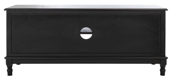 Safavieh Ozark Farmhouse-Style Media Stand With 2 Doors & Open Shelves For Organized Living Room Storage Black MED5700B