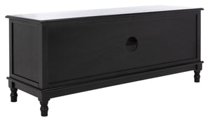 Safavieh Ozark Farmhouse-Style Media Stand With 2 Doors & Open Shelves For Organized Living Room Storage Black MED5700B