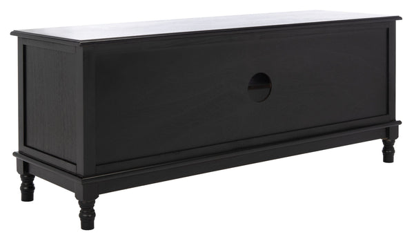 Safavieh Ozark Farmhouse-Style Media Stand With 2 Doors & Open Shelves For Organized Living Room Storage Black MED5700B