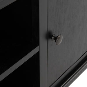 Safavieh Ozark Farmhouse-Style Media Stand With 2 Doors & Open Shelves For Organized Living Room Storage Black MED5700B
