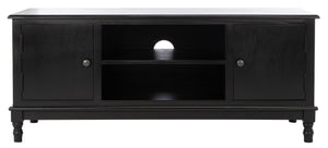 Safavieh Ozark Farmhouse-Style Media Stand With 2 Doors & Open Shelves For Organized Living Room Storage Black MED5700B