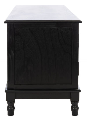Safavieh Ozark Farmhouse-Style Media Stand With 2 Doors & Open Shelves For Organized Living Room Storage Black MED5700B