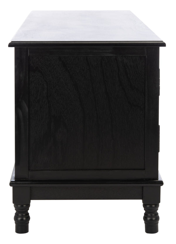 Safavieh Ozark Farmhouse-Style Media Stand With 2 Doors & Open Shelves For Organized Living Room Storage Black MED5700B