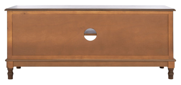 Safavieh Ozark Farmhouse-Style Media Stand With 2 Doors & Open Shelves For Organized Living Room Storage Brown MED5700C