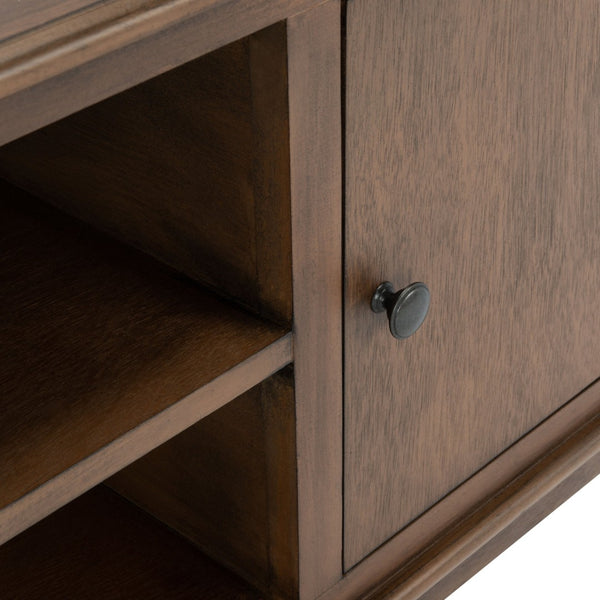 Safavieh Ozark Farmhouse-Style Media Stand With 2 Doors & Open Shelves For Organized Living Room Storage Brown MED5700C