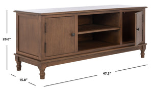 Safavieh Ozark Farmhouse-Style Media Stand With 2 Doors & Open Shelves For Organized Living Room Storage Brown MED5700C