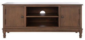 Safavieh Ozark Farmhouse-Style Media Stand With 2 Doors & Open Shelves For Organized Living Room Storage Brown MED5700C