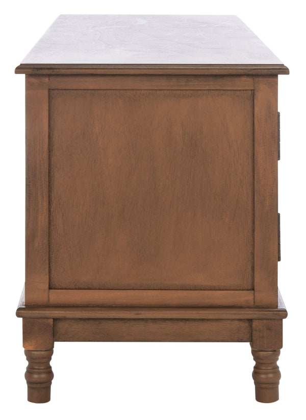 Safavieh Ozark Farmhouse-Style Media Stand With 2 Doors & Open Shelves For Organized Living Room Storage Brown MED5700C