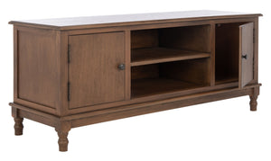 Safavieh Ozark Farmhouse-Style Media Stand With 2 Doors & Open Shelves For Organized Living Room Storage Brown MED5700C