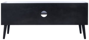 Safavieh Sorrel Mid-Century Modern Media Stand With 2 Doors & Open Shelf For Stylish Living Room Organization Black MED5701B