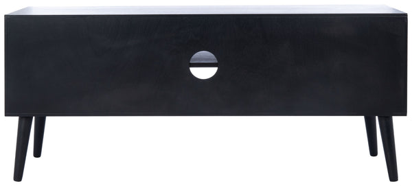 Safavieh Sorrel Mid-Century Modern Media Stand With 2 Doors & Open Shelf For Stylish Living Room Organization Black MED5701B