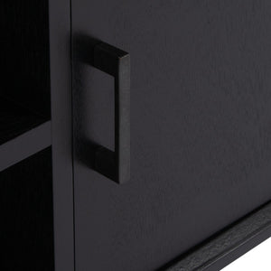 Safavieh Sorrel Mid-Century Modern Media Stand With 2 Doors & Open Shelf For Stylish Living Room Organization Black MED5701B