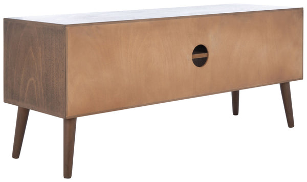 Safavieh Sorrel Mid-Century Modern Media Stand With 2 Doors & Open Shelf For Stylish Living Room Organization Brown MED5701C