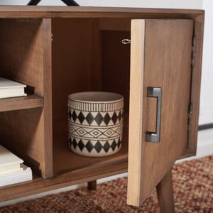 Safavieh Sorrel Mid-Century Modern Media Stand With 2 Doors & Open Shelf For Stylish Living Room Organization Brown MED5701C