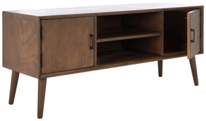 Safavieh Sorrel Mid-Century Modern Media Stand With 2 Doors & Open Shelf For Stylish Living Room Organization Brown MED5701C