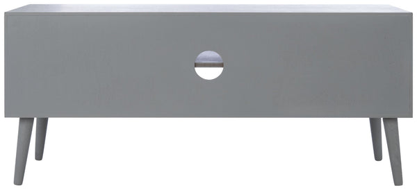 Safavieh Sorrel Mid-Century Modern Media Stand With 2 Doors & Open Shelf For Stylish Living Room Organization Distressed Grey MED5701D