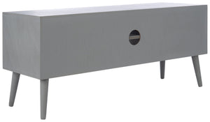 Safavieh Sorrel Mid-Century Modern Media Stand With 2 Doors & Open Shelf For Stylish Living Room Organization Distressed Grey MED5701D