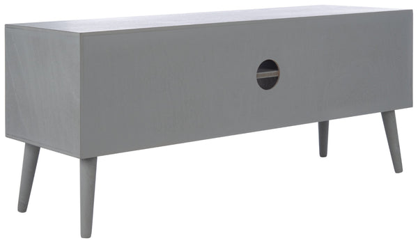 Safavieh Sorrel Mid-Century Modern Media Stand With 2 Doors & Open Shelf For Stylish Living Room Organization Distressed Grey MED5701D