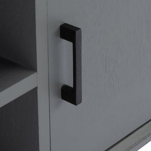 Safavieh Sorrel Mid-Century Modern Media Stand With 2 Doors & Open Shelf For Stylish Living Room Organization Distressed Grey MED5701D