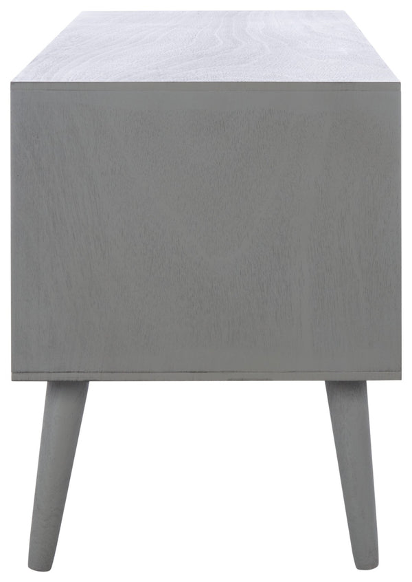 Safavieh Sorrel Mid-Century Modern Media Stand With 2 Doors & Open Shelf For Stylish Living Room Organization Distressed Grey MED5701D