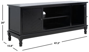 Safavieh Magnolia Media Stand With Oversized Herringbone Doors And Elegant Turned Feet For Stylish Storage Black MED5702B