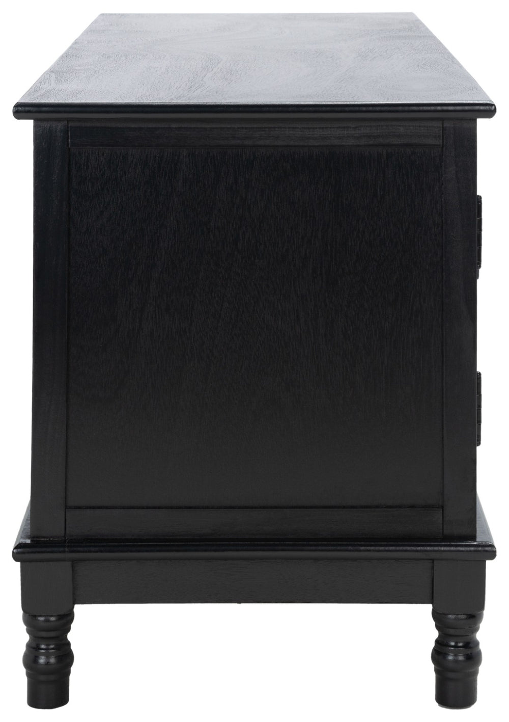 Safavieh Magnolia Media Stand With Oversized Herringbone Doors And Elegant Turned Feet For Stylish Storage Black MED5702B