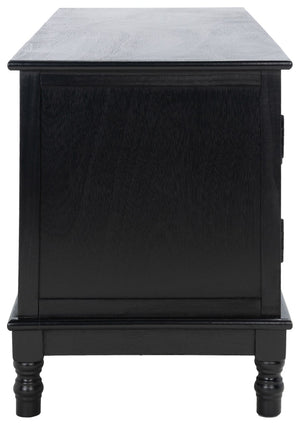 Safavieh Magnolia Media Stand With Oversized Herringbone Doors And Elegant Turned Feet For Stylish Storage Black MED5702B