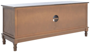 Safavieh Magnolia Media Stand With Oversized Herringbone Doors And Elegant Turned Feet For Stylish Storage Brown MED5702C