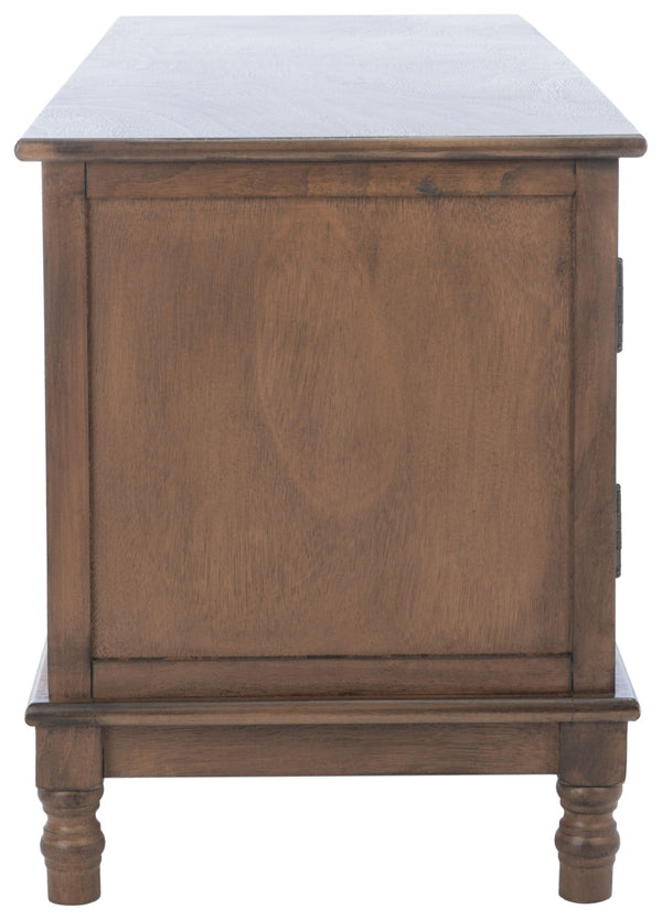 Safavieh Magnolia Media Stand With Oversized Herringbone Doors And Elegant Turned Feet For Stylish Storage Brown MED5702C