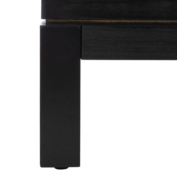 Safavieh Ajana Elegant Media Stand With Chevron Doors, Open Shelf & Stylish Storage For Modern Spaces Black /Greige Doors MED5703B