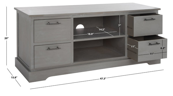 Safavieh Filbert 4 Drawer Media Stand - Elegant Whitewashed Grey Finish, Modern Minimalist Design For Your Space MED5705D