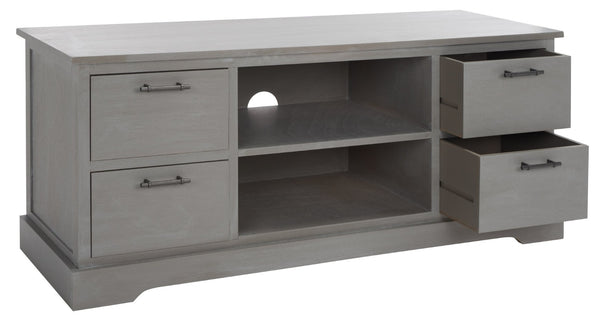 Safavieh Filbert 4 Drawer Media Stand - Elegant Whitewashed Grey Finish, Modern Minimalist Design For Your Space MED5705D