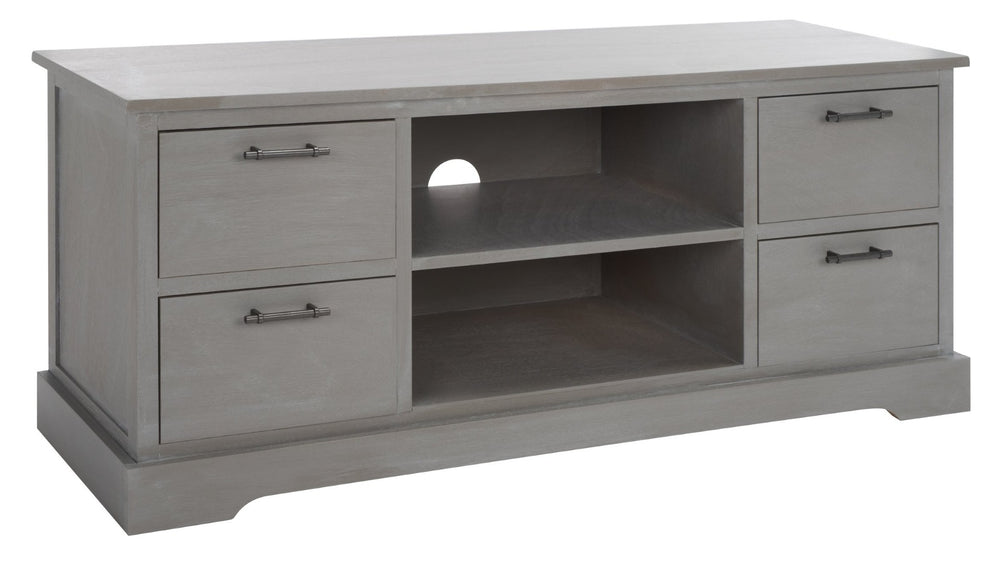 Safavieh Filbert 4 Drawer Media Stand - Elegant Whitewashed Grey Finish, Modern Minimalist Design For Your Space MED5705D