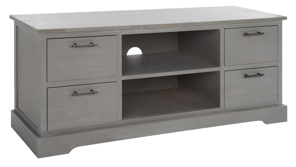 Safavieh Filbert 4 Drawer Media Stand - Elegant Whitewashed Grey Finish, Modern Minimalist Design For Your Space MED5705D