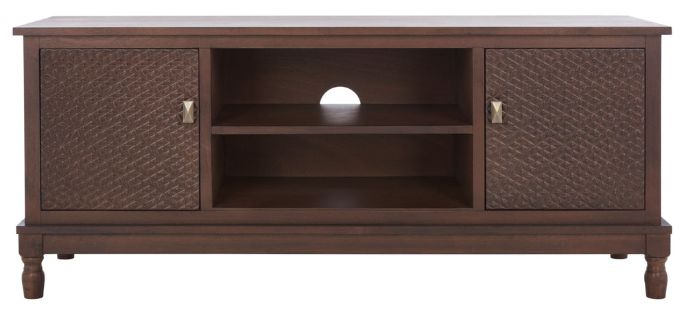 Safavieh Halton Timeless Media Stand With 2 Doors And 1 Shelf For Stylish Storage In Any Living Space Brown MED5706C