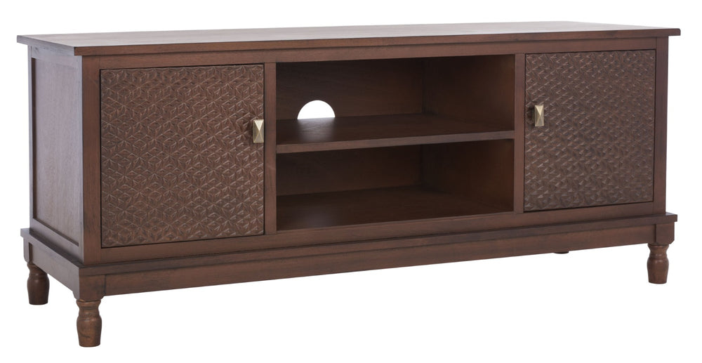 Safavieh Halton Timeless Media Stand With 2 Doors And 1 Shelf For Stylish Storage In Any Living Space Brown MED5706C