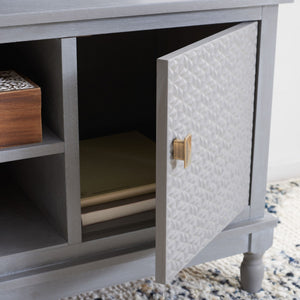 Safavieh Halton 2 Door 1 Shelf Media Stand White Washed Grey MED5706D