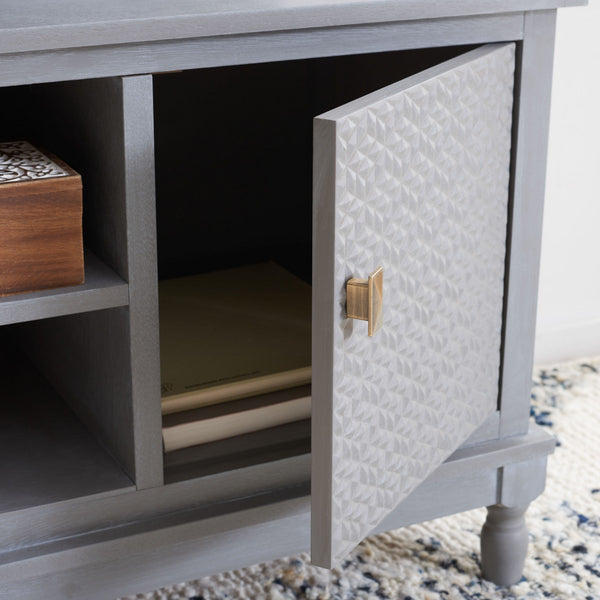 Safavieh Halton 2 Door 1 Shelf Media Stand White Washed Grey MED5706D