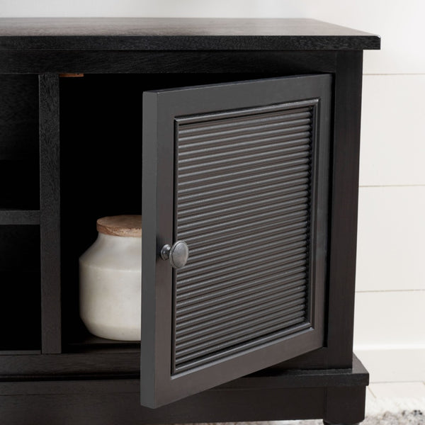 Safavieh Ryder Timeless 2-Door Media Stand With Striated Detail For Organizing Your Entertainment Space Black MED5707B