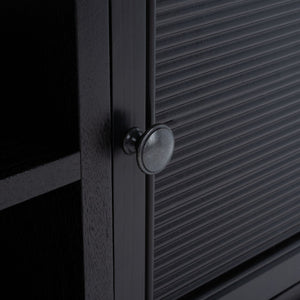 Safavieh Ryder Timeless 2-Door Media Stand With Striated Detail For Organizing Your Entertainment Space Black MED5707B