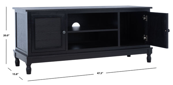 Safavieh Ryder Timeless 2-Door Media Stand With Striated Detail For Organizing Your Entertainment Space Black MED5707B