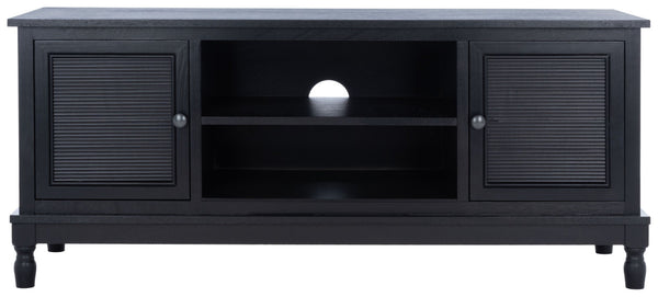 Safavieh Ryder Timeless 2-Door Media Stand With Striated Detail For Organizing Your Entertainment Space Black MED5707B