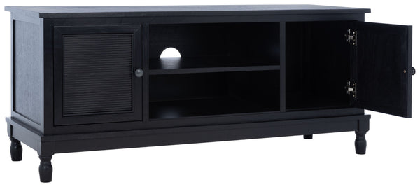 Safavieh Ryder Timeless 2-Door Media Stand With Striated Detail For Organizing Your Entertainment Space Black MED5707B